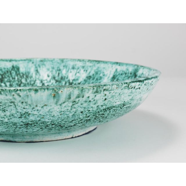 Large Turquoise Ceramic Fruit Bowl by Eva Ruffoni, Italy, 1980s For Sale - Image 3 of 18