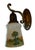 1920s Hand Painted Landscape Art Glass on Brass S Shape Armed Wall Sconce For Sale - Image 4 of 6