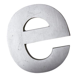 Industrial Silver Salvaged Letter E For Sale