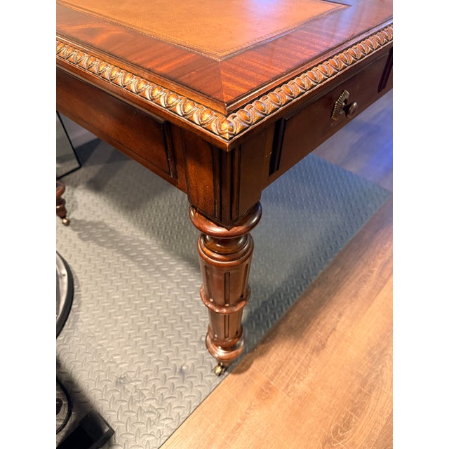 2000 - 2009 Century Furniture Writing Desk With Tooled Leather Top For Sale - Image 5 of 9