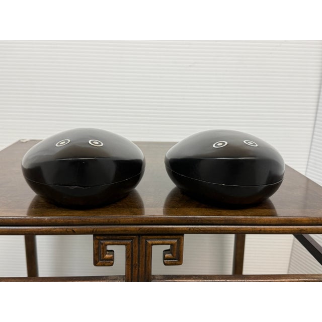 Black Polished Wood Trinket Boxes, Pair For Sale - Image 8 of 12