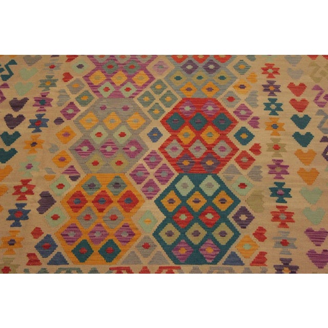 1990s 1990s 1990s Tribal Kilim Beige Red Wool Rug - 6'7" X 10'0" For Sale - Image 5 of 7