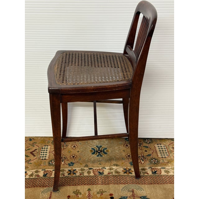 Brown Edwardian Mahogany Fan Back Cane Seat Side Chair, Antique For Sale - Image 8 of 11