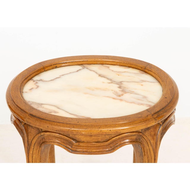 Mid 20th Century Pair of French Provincial Style Pink Alabaster Top Low Tables For Sale - Image 4 of 8