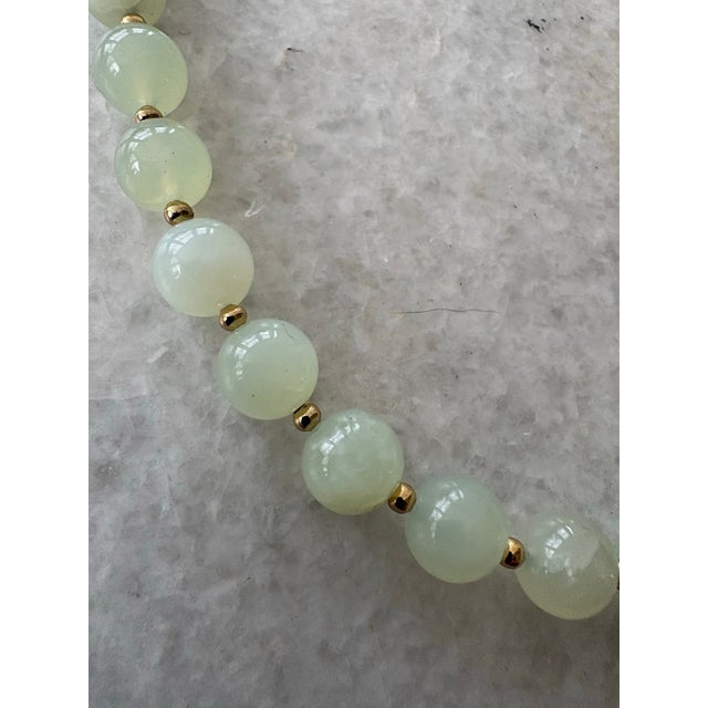 Vintage Jade Beaded Necklace With Gold Tone Clasp Designed by by Matthew Izzo For Sale - Image 4 of 6