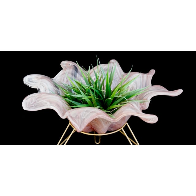 Light Pink 1960s Murano Glass Centerpiece Bowl For Sale - Image 8 of 12