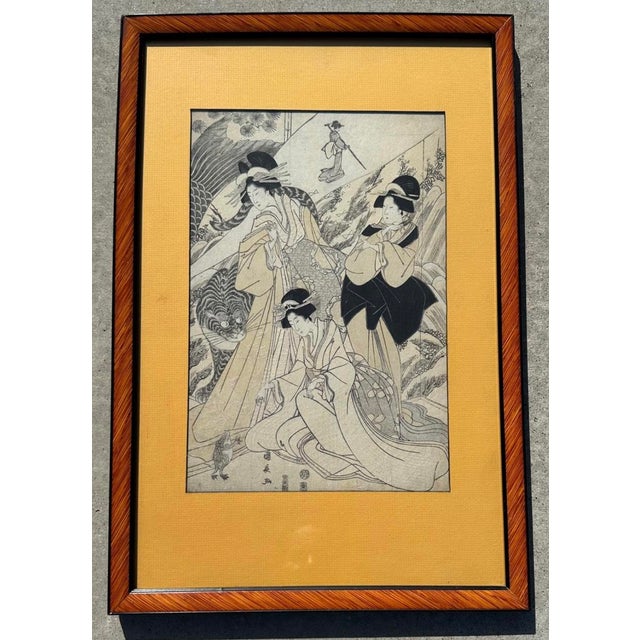 Early 19th Century Early 19th Century Right Panel of Utagawa Kuninaga’s Woodblock Print Triptych For Sale - Image 5 of 18