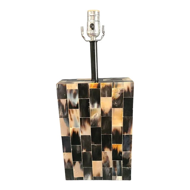 Late 20th Century Decorative Modern Calico Colors Bone Inlay Original Finial Table Lamp For Sale