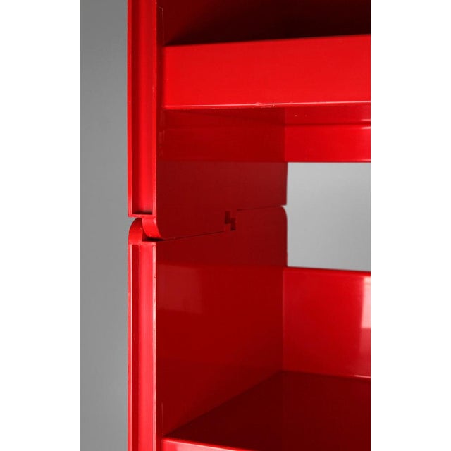 Vintage Jeep Modular Red Plastic Shelving Unit by De Pas, Durbino & Lomazzi for Bonacina, Italy, 1970s, Set of 6 For Sale - Image 10 of 14