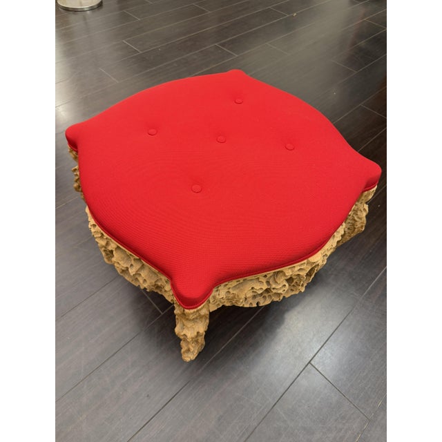 Set of Vintage Chair with Ottoman in Carved and Carved Wood by Urano Palma, 1980 For Sale - Image 3 of 10