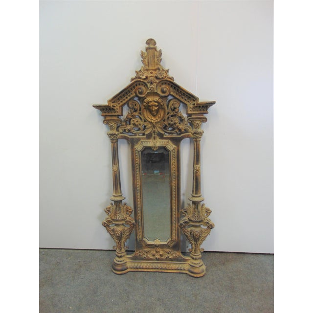 Figurative Italian Baroque Style Figural Gold Gilt Mirror For Sale - Image 3 of 7