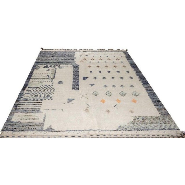 6x9 Gray Hand-Knotted Wool Diamond Field Tribal Modern Carpet Rug For Sale In New York - Image 6 of 10