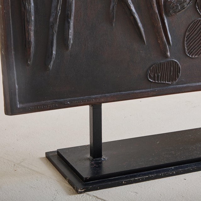 1980s French Cast Iron Sculpture with Abstract Motifs by René Coutelle For Sale - Image 10 of 18