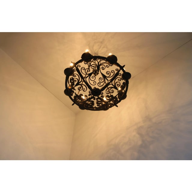 Antique Wrought Iron Chandelier, 1800s For Sale - Image 4 of 16