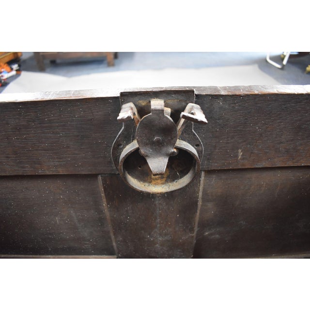 Antique Oak Marriage Chest, 1650 For Sale - Image 12 of 15