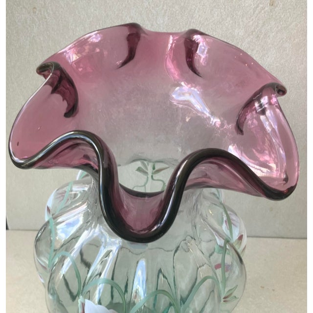 1990s Fenton Rubina Verde Vase For Sale - Image 5 of 6