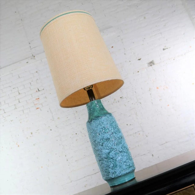 Mid 20th Century Mid Century Modern Table Lamp Large Turquoise Lava Glaze Ceramic After Fantoni For Sale - Image 4 of 13