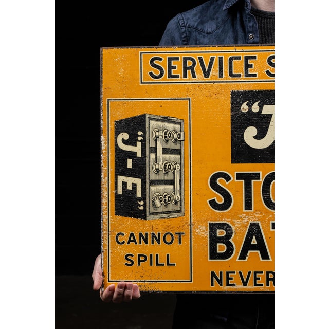 Early 20th Century Early 20th Century "J-E" Storage Battery Flange Sign For Sale - Image 5 of 10