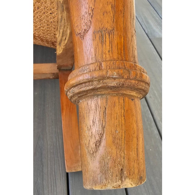 Antique 19th Century Oak Plantation Chair With Original Folding Leg Rests For Sale - Image 9 of 15