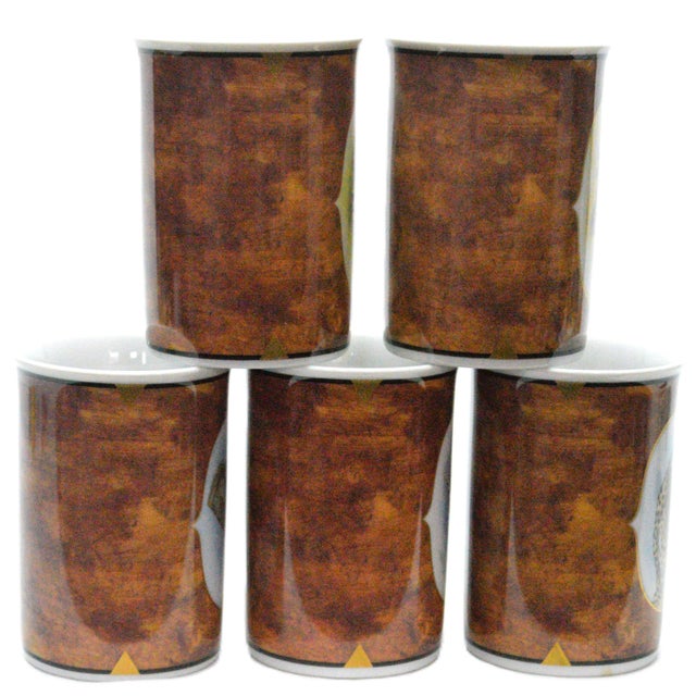 Lynn Chase African Portraits 24K accents Coffee Mugs Set of 5. Each mug is trimmed 24K. The Set Is Used In Great...