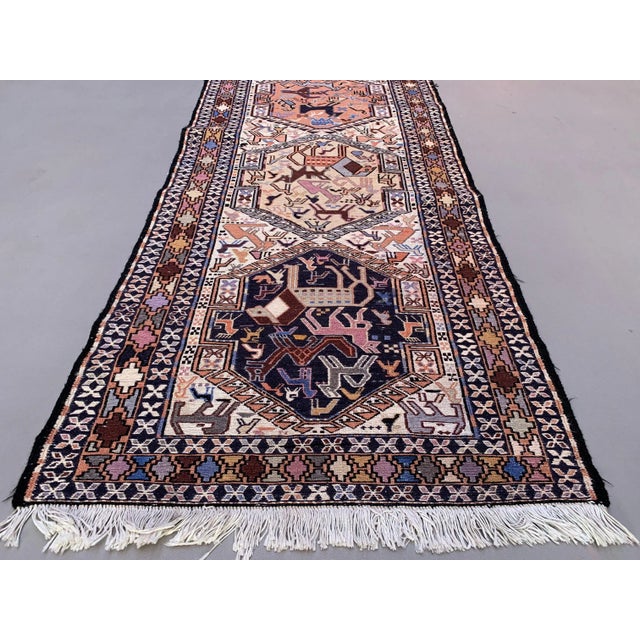 Old Turkish Soumak Kilim Runner 1980 s Beautifully woven Turkish kilim runner from Eastern Anatolia. It is a soumak weave,...