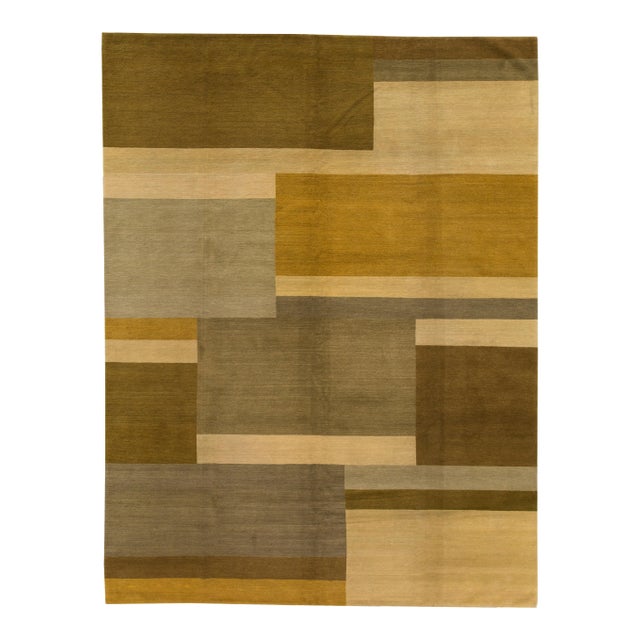 Modern Geometric Minimalist Nepalese Wool Rug For Sale
