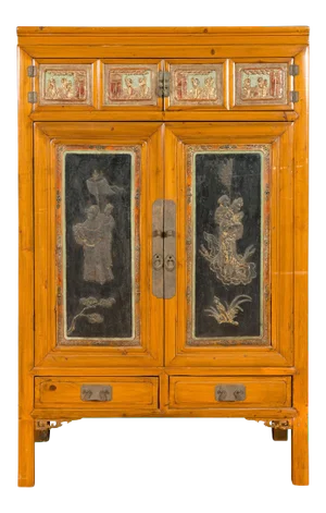 Chinese Qing Dynasty 19th Century Cabinet with Guanyin and Ceremonial Ancestors