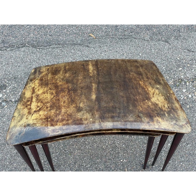 Mid-Century Italian Modern Goatskin Nesting Tables attributed to Aldo Tura, 1967, Set of 3 For Sale - Image 7 of 11