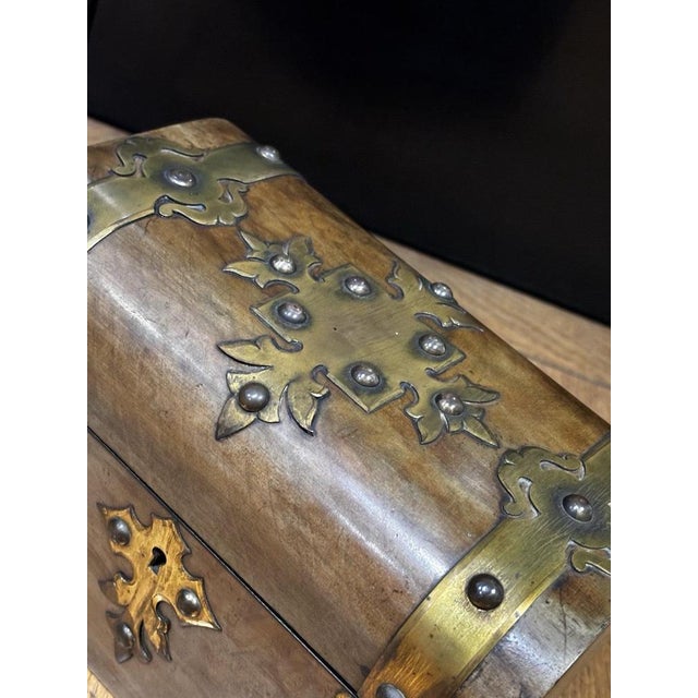 Victorian Brass Decorated Tea Caddy For Sale - Image 11 of 13