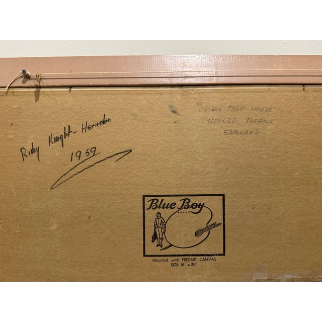 1950s Ruby Knight-Herndon 1959 Suffolk England House Oil Painting For Sale - Image 5 of 10