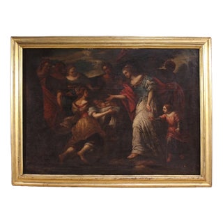 Genoese School Artist, Moses Saved from the Waters, 1670, Oil Painting on Canvas For Sale