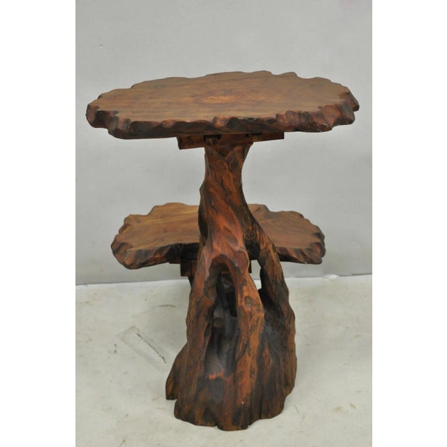 Vintage Mid Century Modern Live Edge 2 Tier Walnut Plant Stand Side Table For Sale - Image 13 of 16