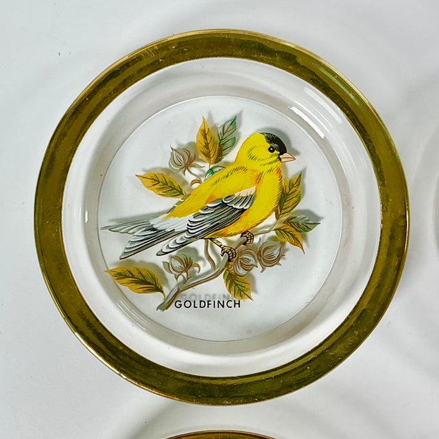 1980s 1980s Vintage Chippendale Hollywood Regency Crystal Coasters With Birds - Set of 4 For Sale - Image 5 of 11
