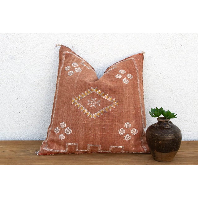 Copper 24"Clay Medallion Moroccan Silk Pillow For Sale - Image 8 of 8