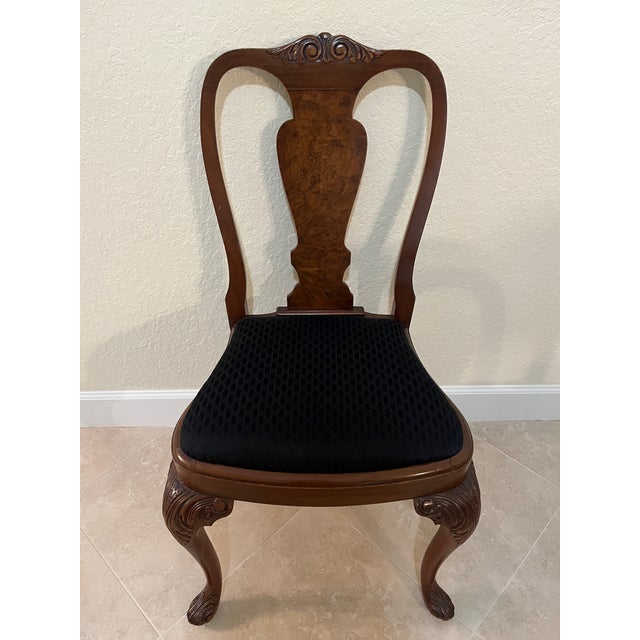 Brown Antique Hand Carved Queen Anne Walnut Chairs - Set of 4 For Sale - Image 8 of 18