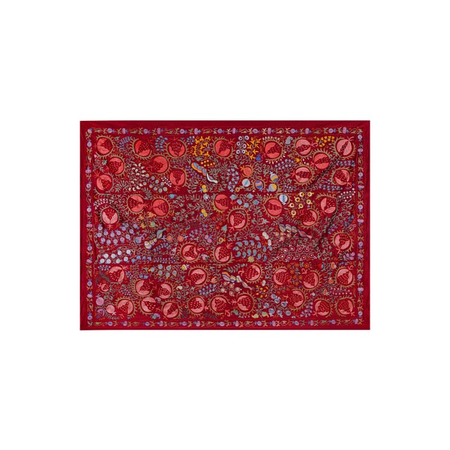Silk Blue Suzani Bed Spread, Colourful Suzani Wall Hanging Dimension; 60" x 80" inches / 152 x 202 Cm / 4'5'' x 6'6''...