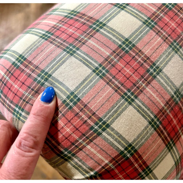 Vintage Ashley Manor Pair of Red, White and Green Plaid Slipper Side Chairs For Sale - Image 12 of 12