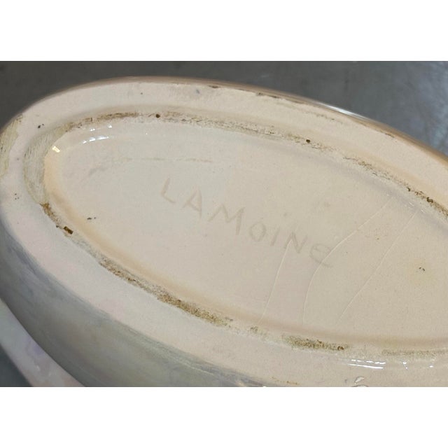 1950s-60s Lamoine iridescent white/gold ceramic planter or bowl. Excellent condition.