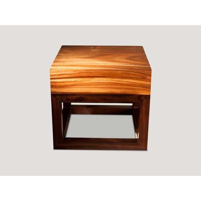 Contemporary Andrianna Shamaris Minimalist Suar Wood Side Table For Sale - Image 3 of 5