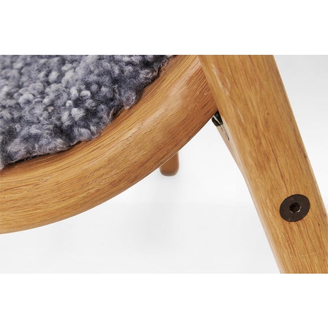 Set of Vintage Grey Sheepskin Lamino Lounge Chair and Ottoman by Yngve Ekström for Swedese For Sale - Image 6 of 7