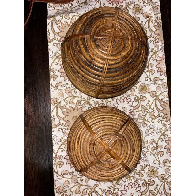 Wood 1970s Gabriella Crespi Rattan Bowl Set For Sale - Image 7 of 7