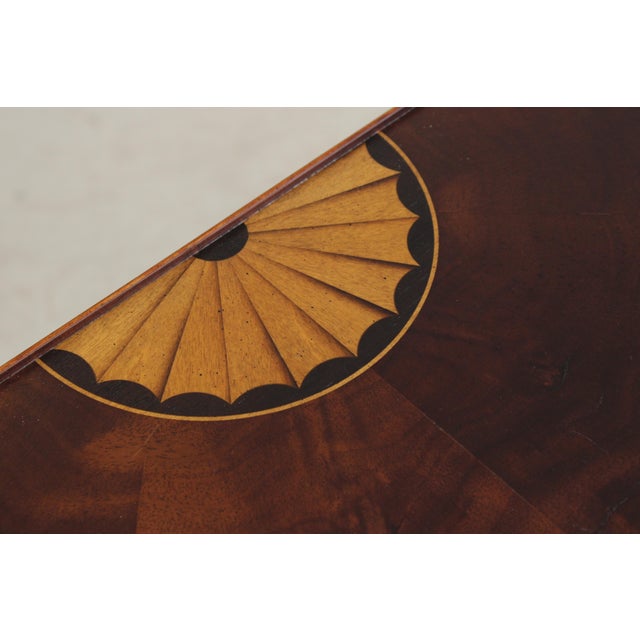 1990s Hekman Mahogany Inlaid Demilune Table For Sale - Image 5 of 14