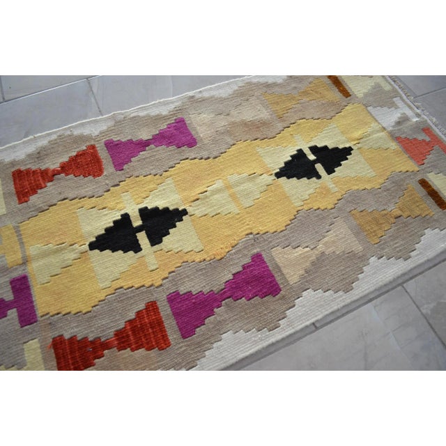 Textile 1990s Turkish Rug Hand-Woven Mini Kilim Rug - 2' X 3'9" For Sale - Image 7 of 10
