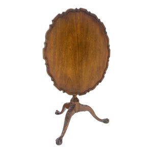Baker Pie Crust Tilt Top Carved Mahogany Ball & Claw Breakfast Table MINT