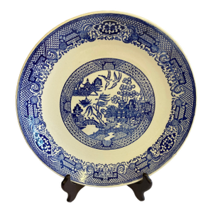 Vintage Blue Willow Ware Style Transferware Plate