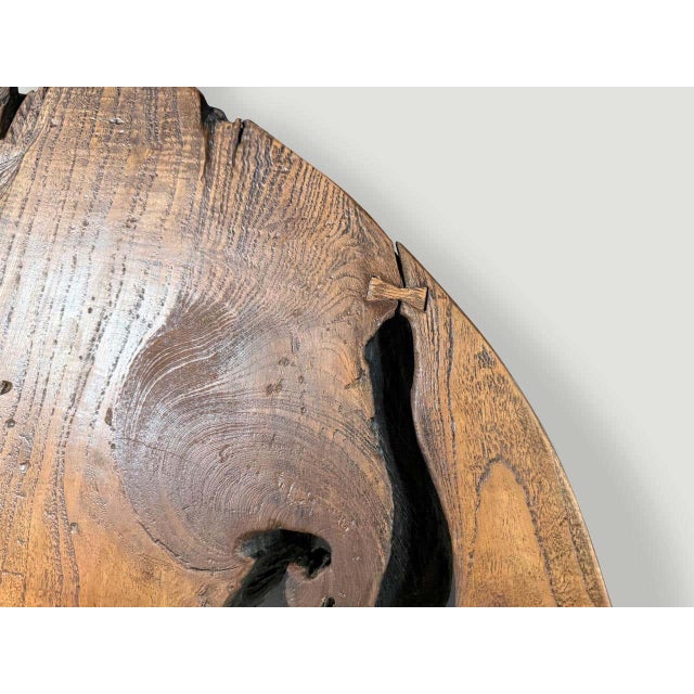 Contemporary Andrianna Shamaris Sculptural Organic Modern Teak Wood Round Coffee Table For Sale - Image 3 of 5