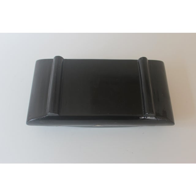 Mid 20th Century Vintage Black Lacquer and Abalone Shell Lidded Trinket Box With Mid-Century Modern Deer Inlay For Sale - Image 12 of 12