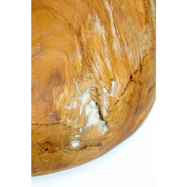 Wood Vintage Organic Wood Root Bowl Natural Free Form Live Edge Sculptural Teak Bowl For Sale - Image 7 of 13