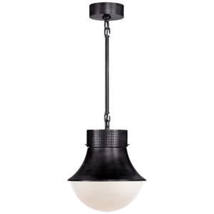 Kelly Wearstler for Visual Comfort Signature Precision Small Pendant in Bronze with White Glass