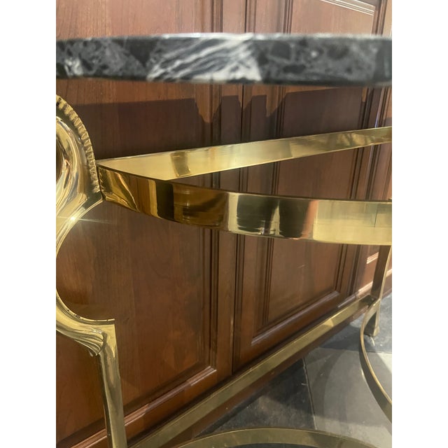 1970s Hollywood Regency 1970s Brass Horse Half Circle Console Table With Marble Top For Sale - Image 5 of 12